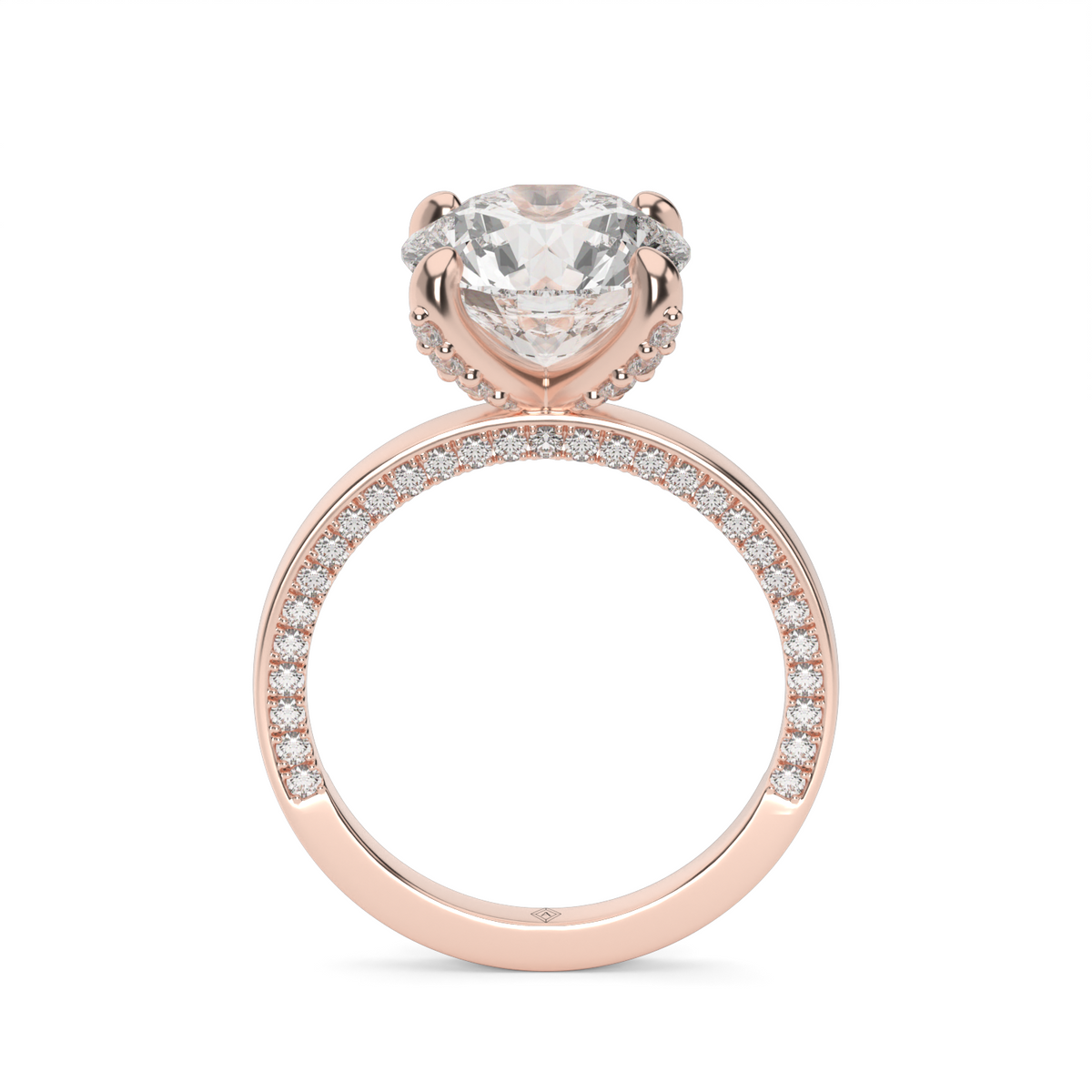 Classic Shared Prong Diamond Engagement Ring — 14K Rose Gold / Round / Lab Diamond (image)