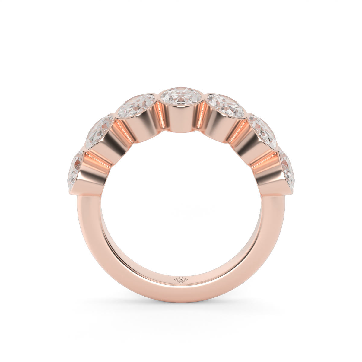 3.5 Carat Seven Stone Bezel Oval  Anniversary Ring — 14K Rose Gold / Lab Diamond (image)