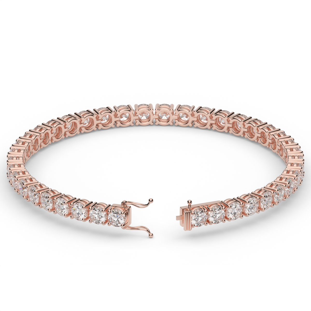 10 Carat Four Prong Diamond Tennis Bracelet — 14K Rose Gold / Lab Diamond (image)