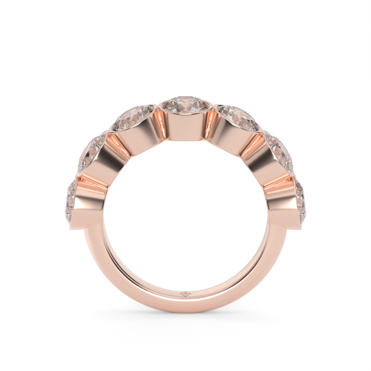 3.5 Carat Seven Stone Bezel Round  Anniversary Ring — 14K Rose Gold / Lab Diamond (image)