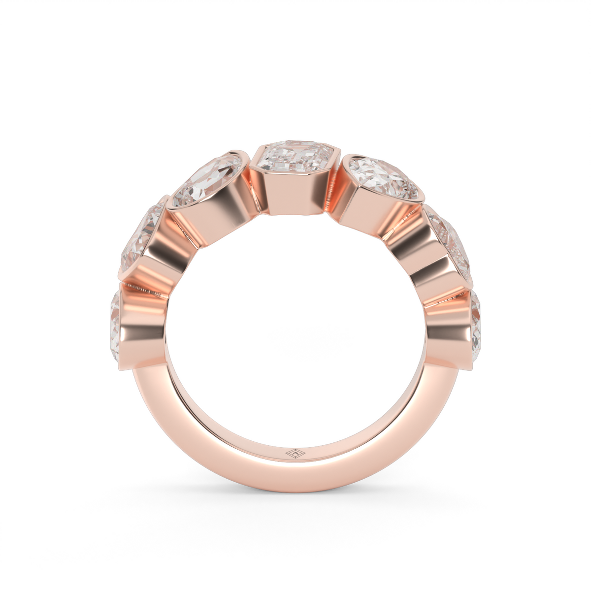 3.5 Carat Mixed Shape Diamond Bezel Anniversary Ring — 14K Rose Gold / Lab Diamond (image)