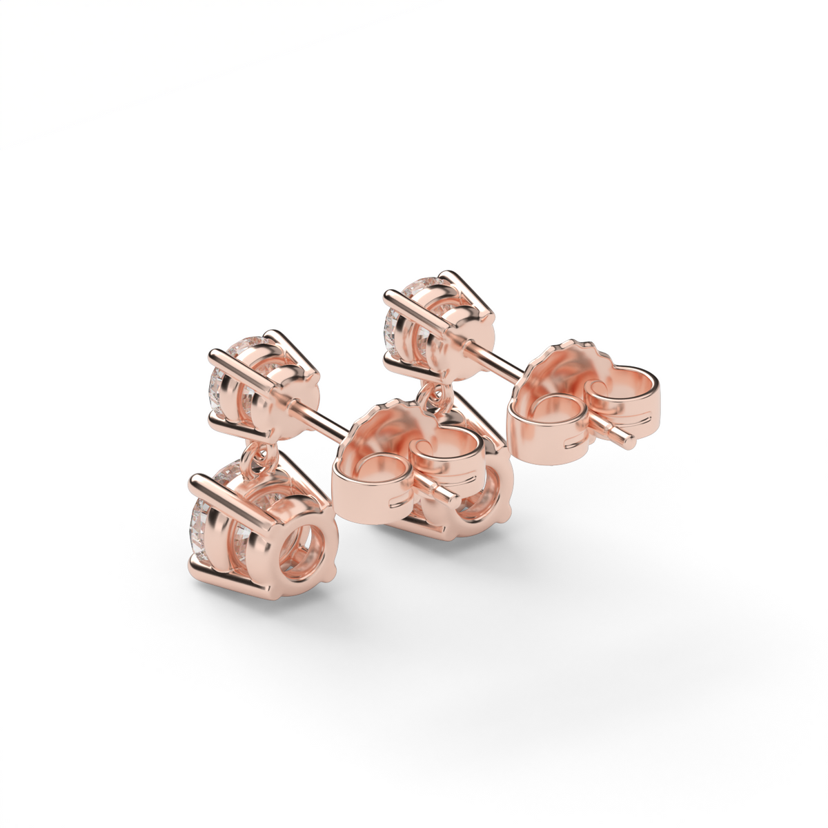 Two-Stone Earrings — 14K Rose Gold / Lab Diamond (image)
