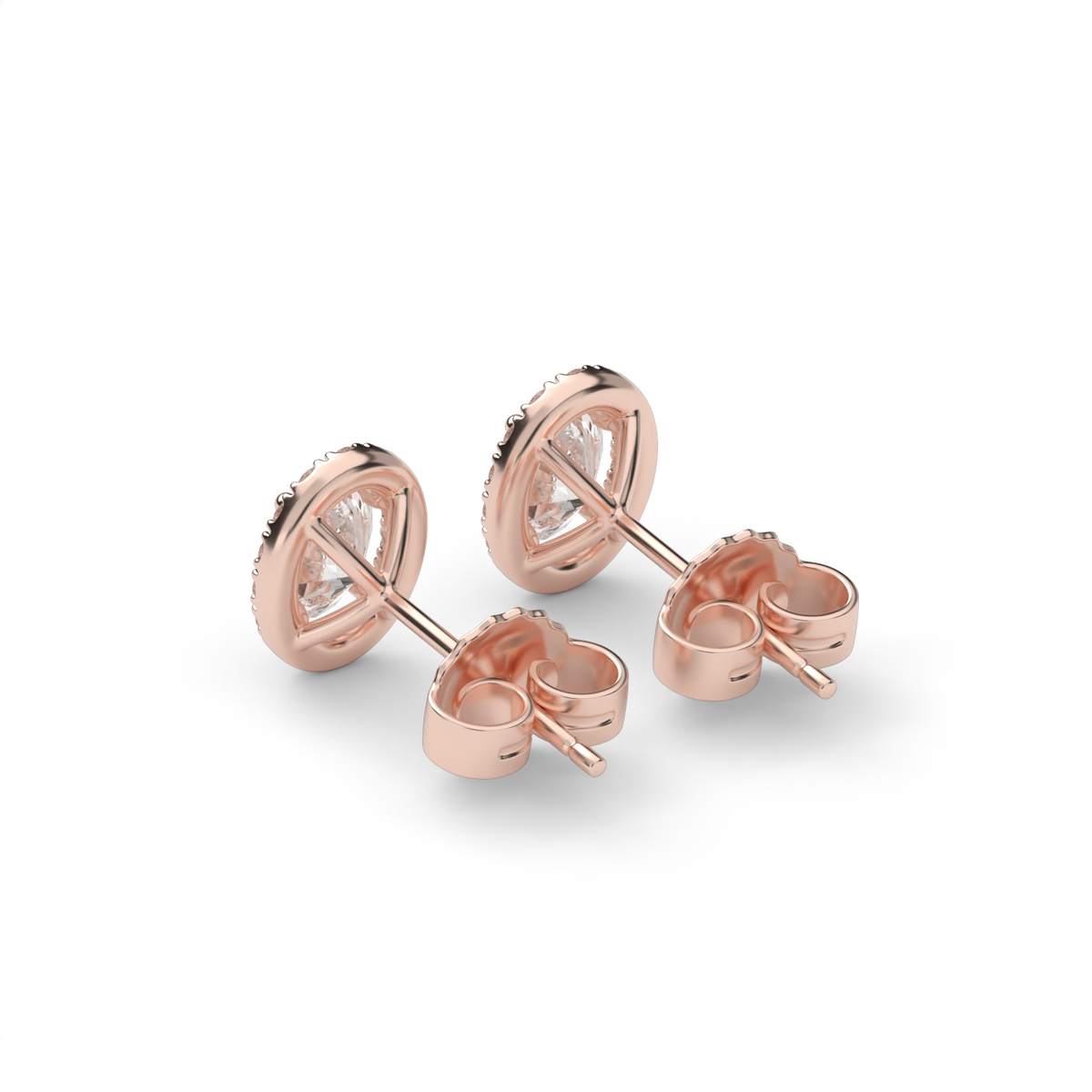 Classic Halo Diamond Studs — 14K Rose Gold / Lab Diamond (image)