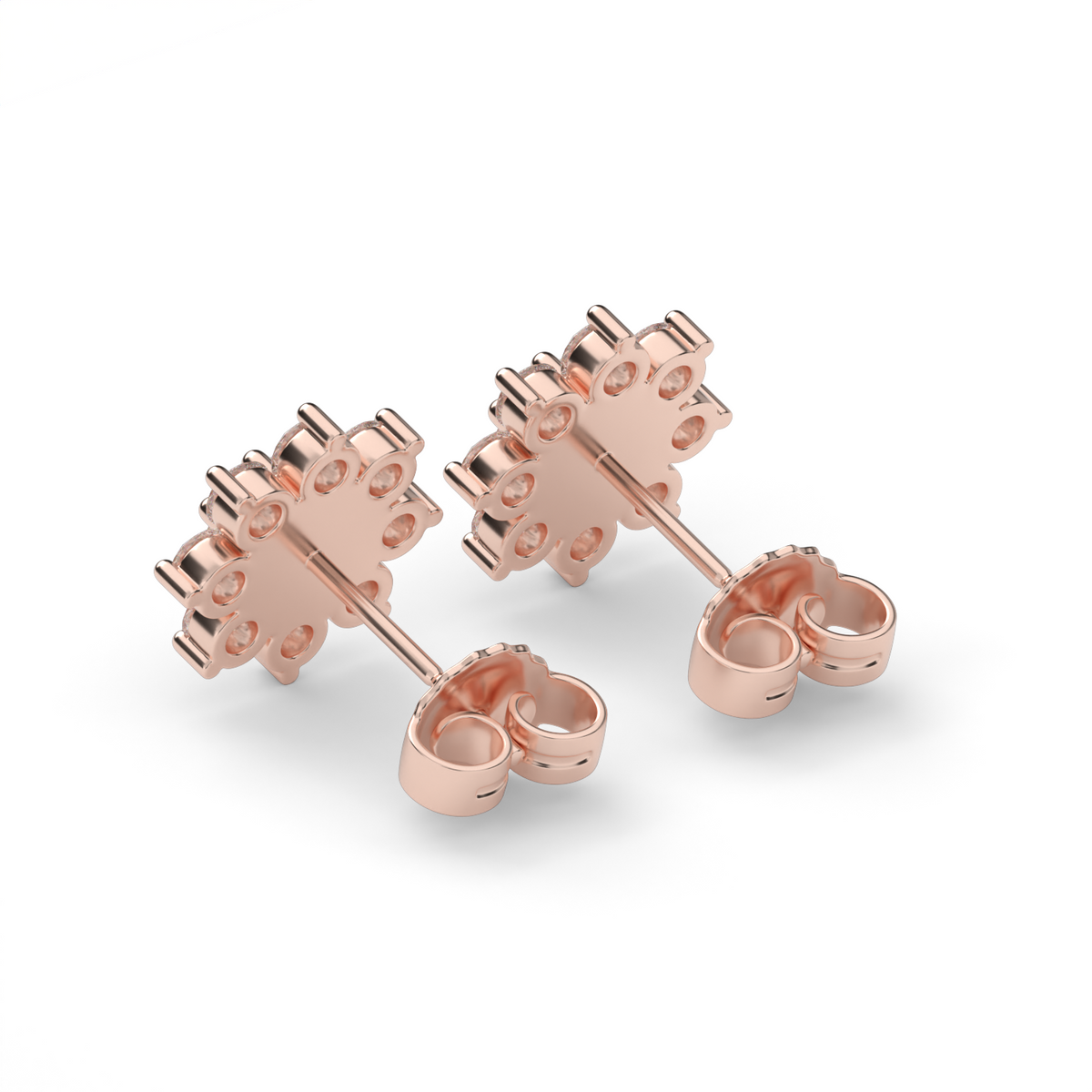 Flower Stud Earrings — 14K Rose Gold / Lab Diamond (image)