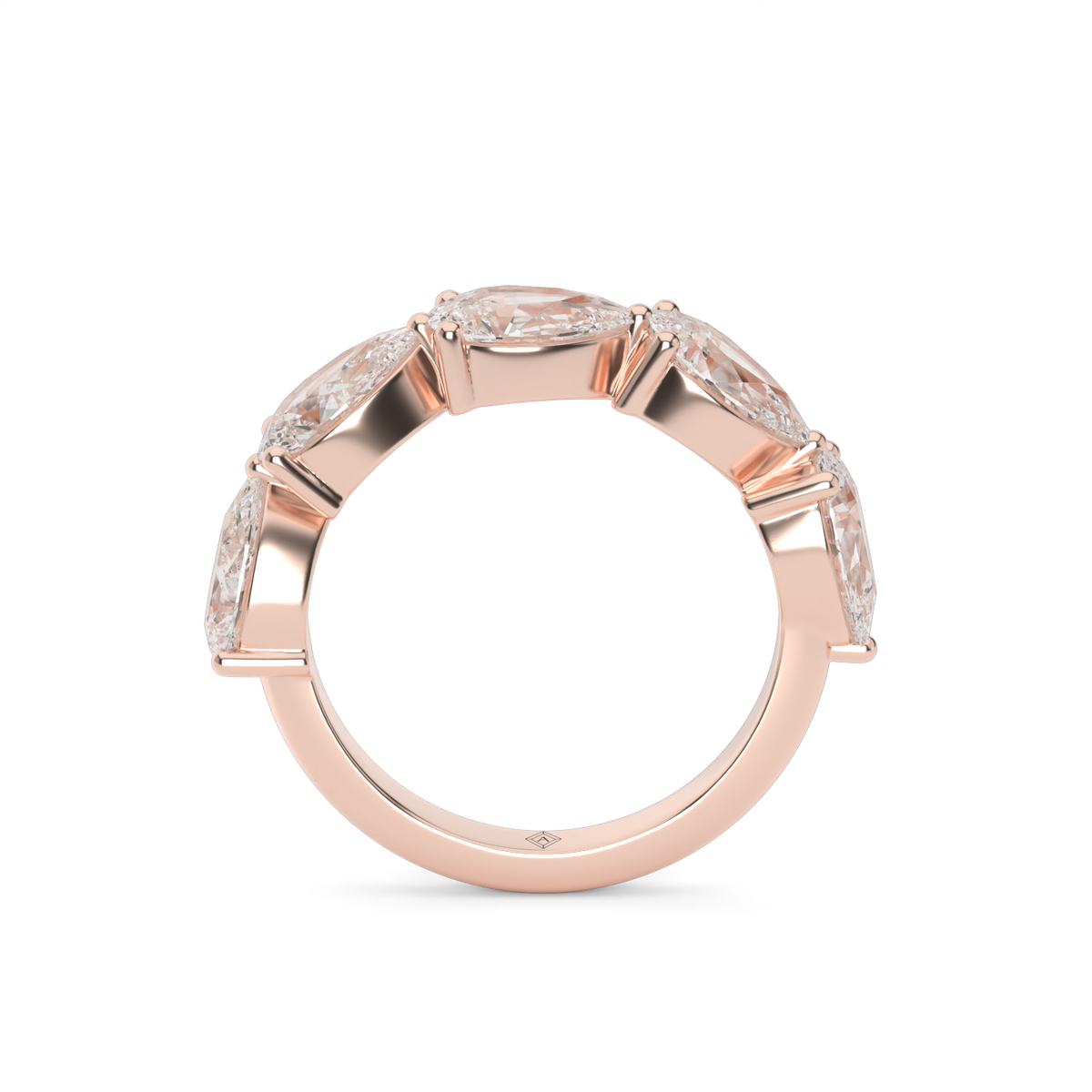 2 Carat East-West Pear Shaped 5-Stone Diamond Anniversary Ring — 14K Rose Gold / Lab Diamond (image)