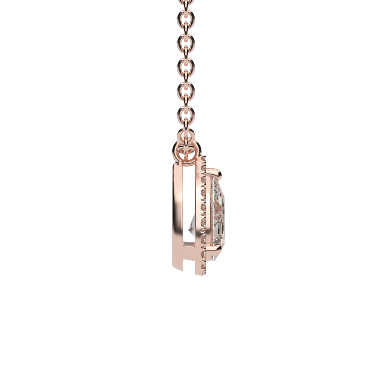 Eternity Pear Shaped Diamond Halo Pendant — 14K Rose Gold / Lab Diamond (image)