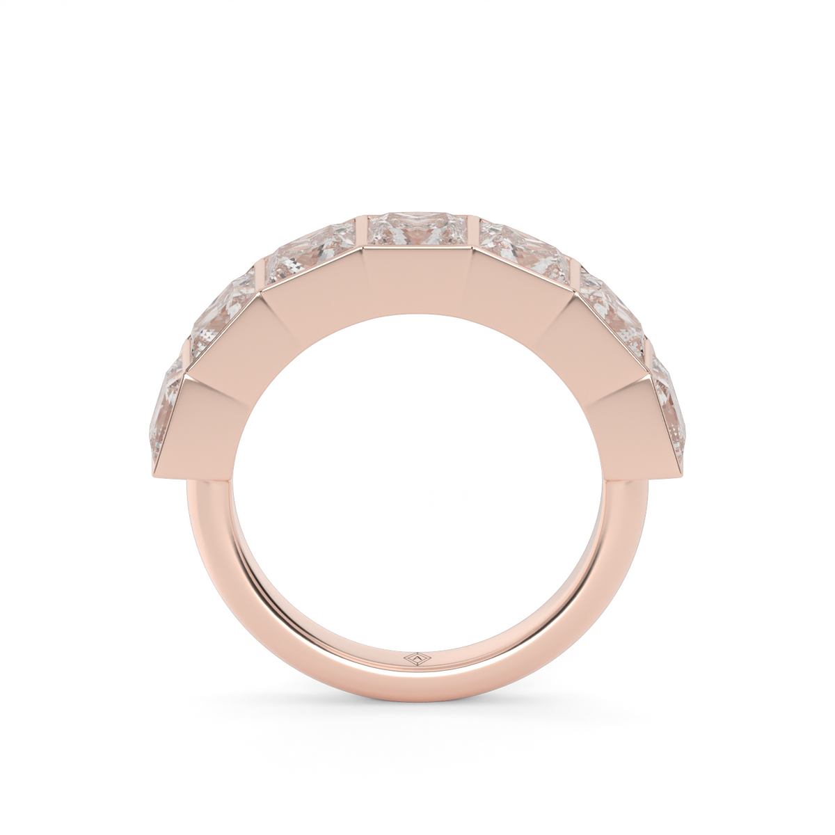3.5 Carat Seven Stone Bezel Princess Cut  Anniversary Ring — 14K Rose Gold / Lab Diamond (image)