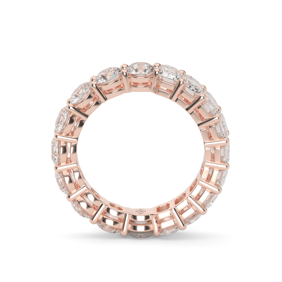 4.5 Carat Mixed Cut Emerald and Round Diamond Ring — 14K Rose Gold / Lab Diamond (image)