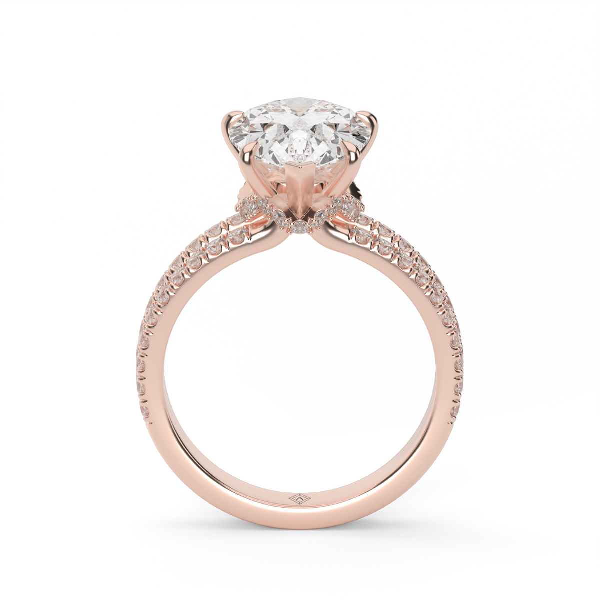 Split Shank   Pavé Engagement Ring — 14K Rose Gold / Pear / Lab Diamond (image)