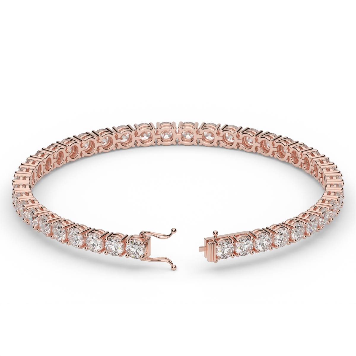 9 Carat Four Prong Diamond Tennis Bracelet — 14K Rose Gold / Lab Diamond (image)