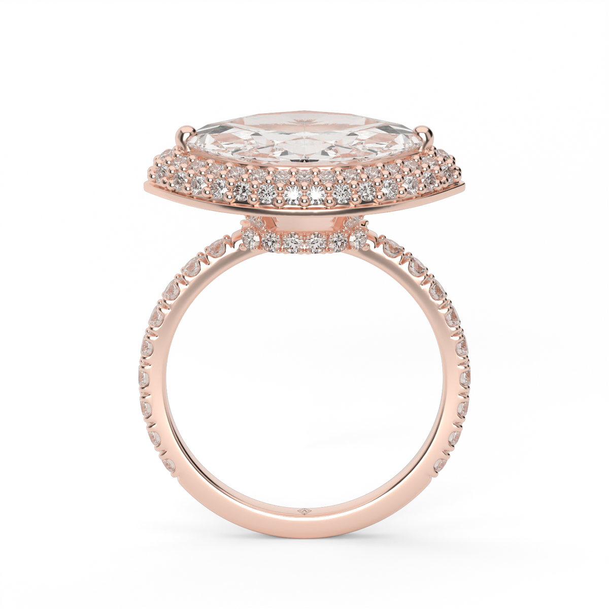 East-West Halo Diamond Engagement Ring — 14K Rose Gold / Marquise / Lab Diamond (image)