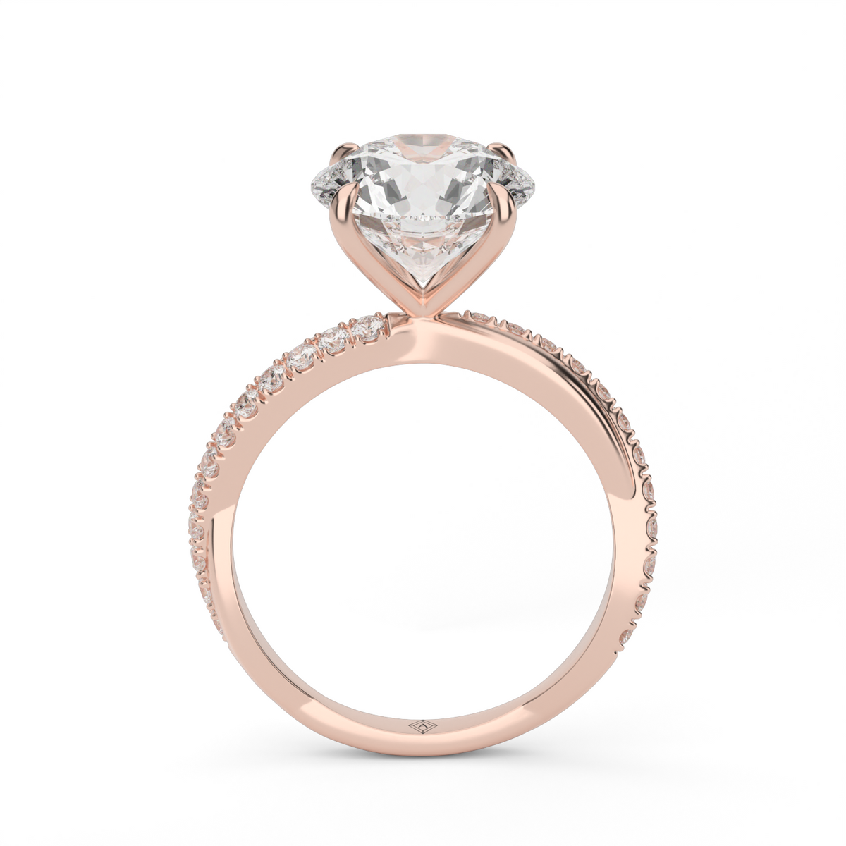Pavé Shank Engagement Ring — 14K Rose Gold / Round / Lab Diamond (image)