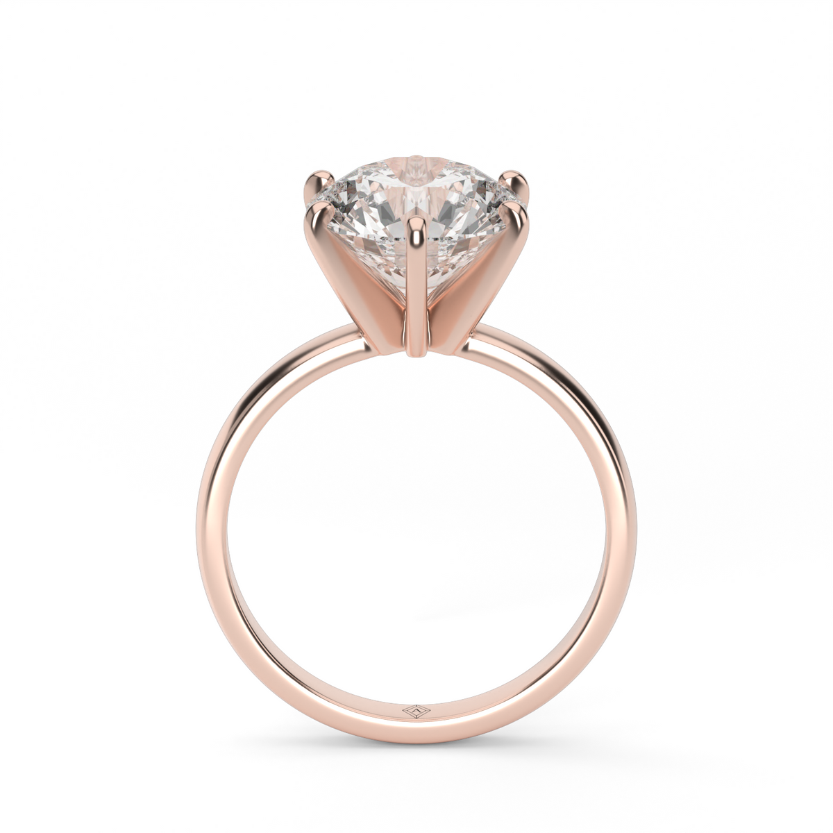 Comfort Fit Solitaire Engagement Ring (Six Prong) — 14K Rose Gold / Round (image)