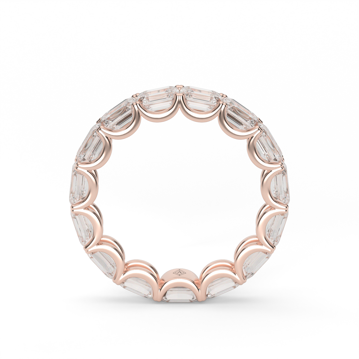 Split Prong Emerald Diamond Eternity Ring — 14K Rose Gold / 5 / Lab Diamond (image)