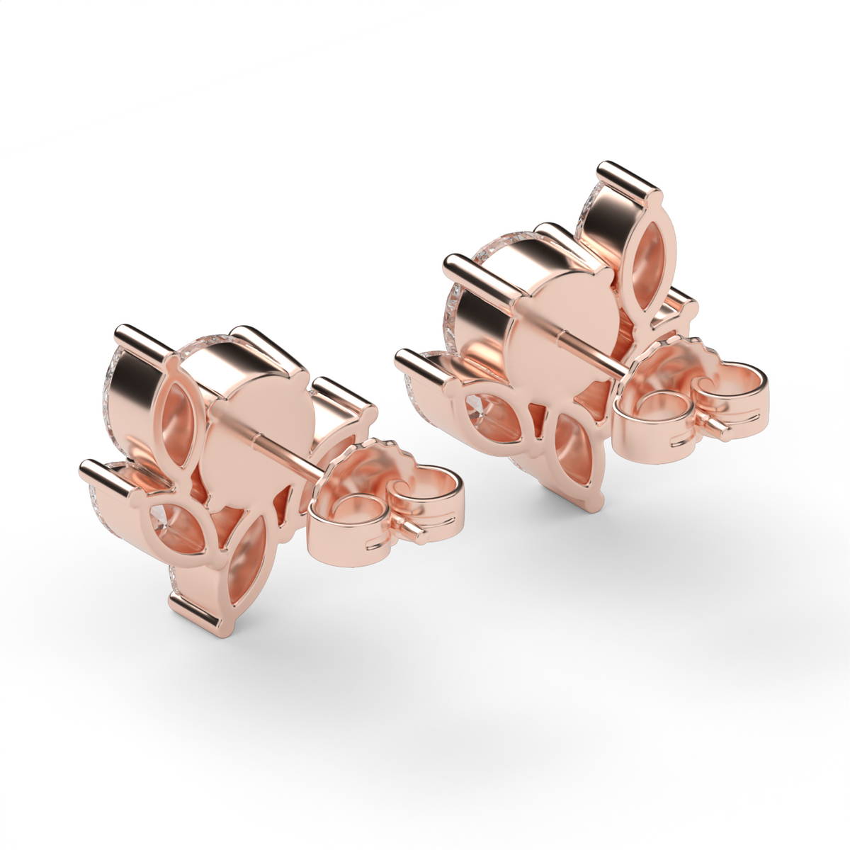 Bloom Marquise Diamond Stud  Earrings — 14K Rose Gold / Lab Diamond (image)
