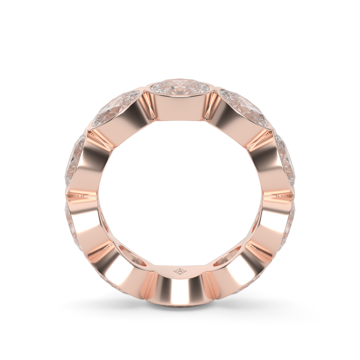 East-West Bezel Oval Cut Eternity Ring — 14K Rose Gold / 5 / Lab Diamond (image)