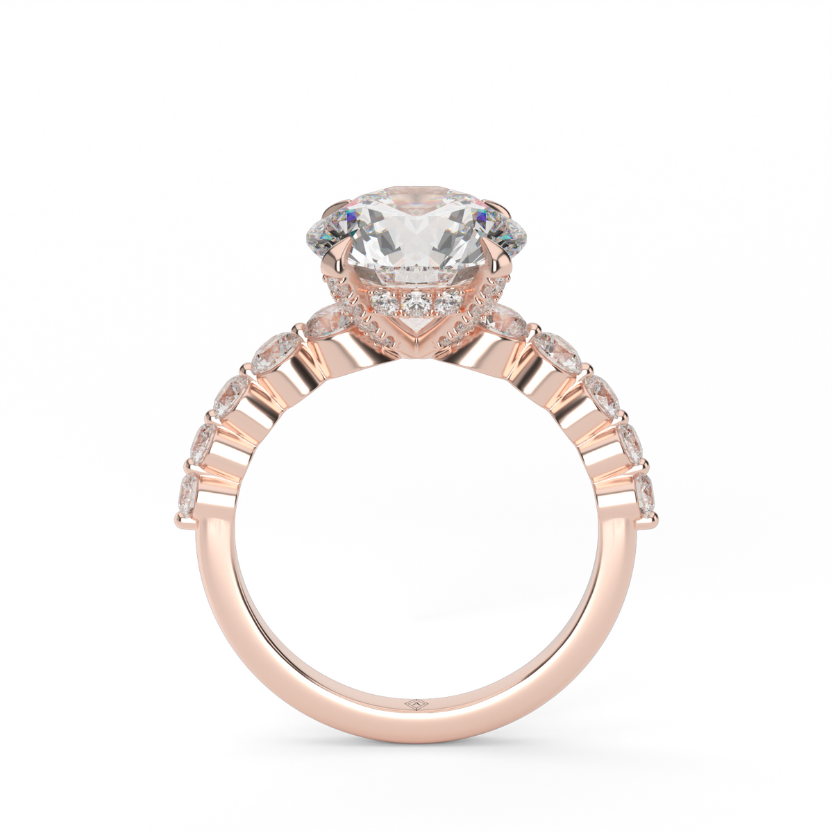 Emily Hidden Halo Engagement Ring — 14K Rose Gold / Round / Lab Diamond (image)