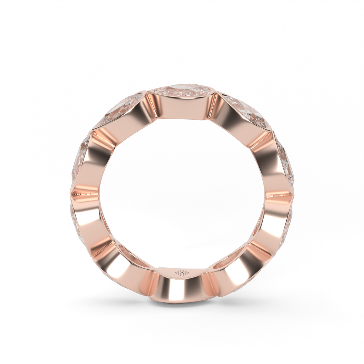 East-West Bezel Pear Eternity Ring — 14K Rose Gold / 3 / Lab Diamond (image)