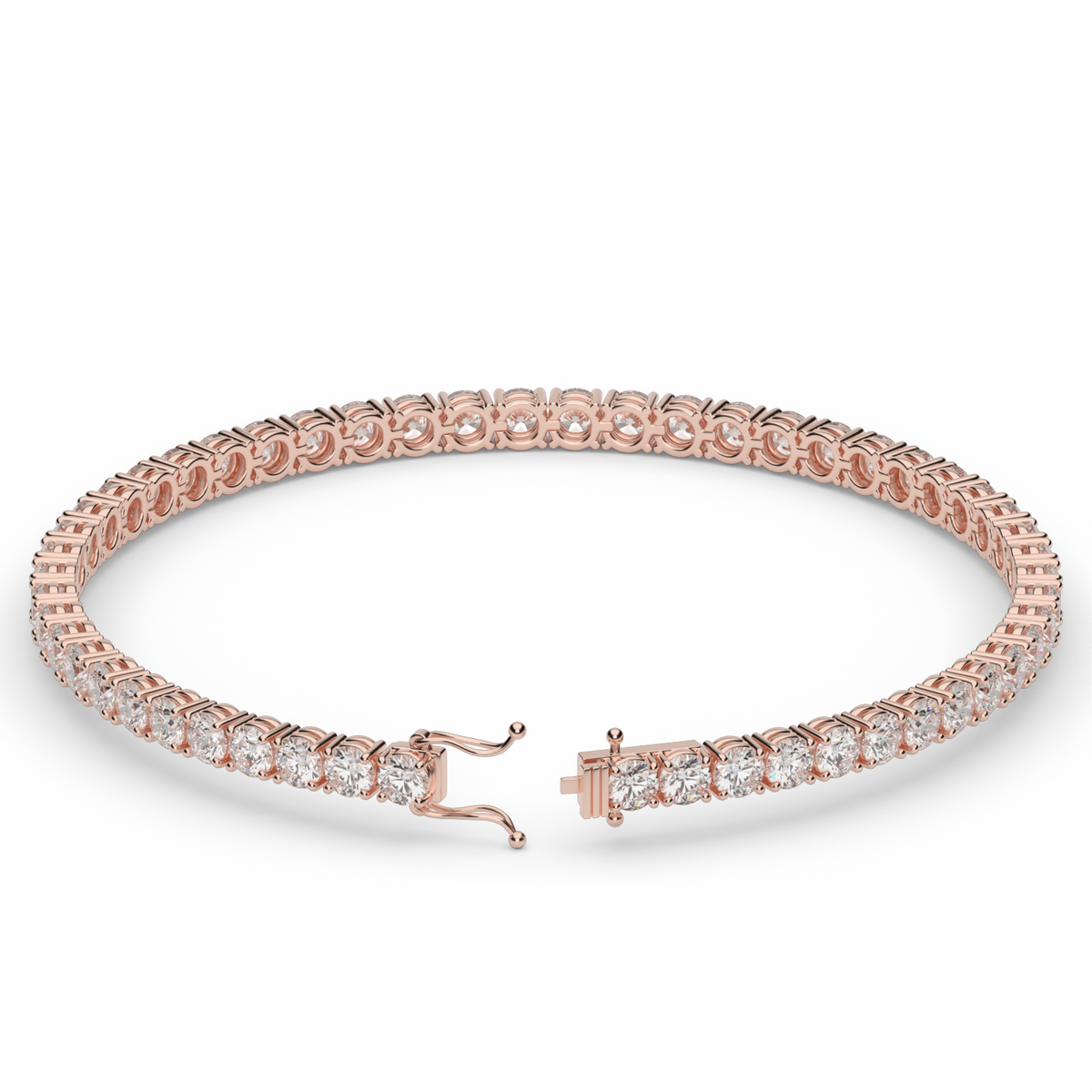 6 Carat Four Prong Diamond Tennis Bracelet — 14K Rose Gold / Lab Diamond (image)