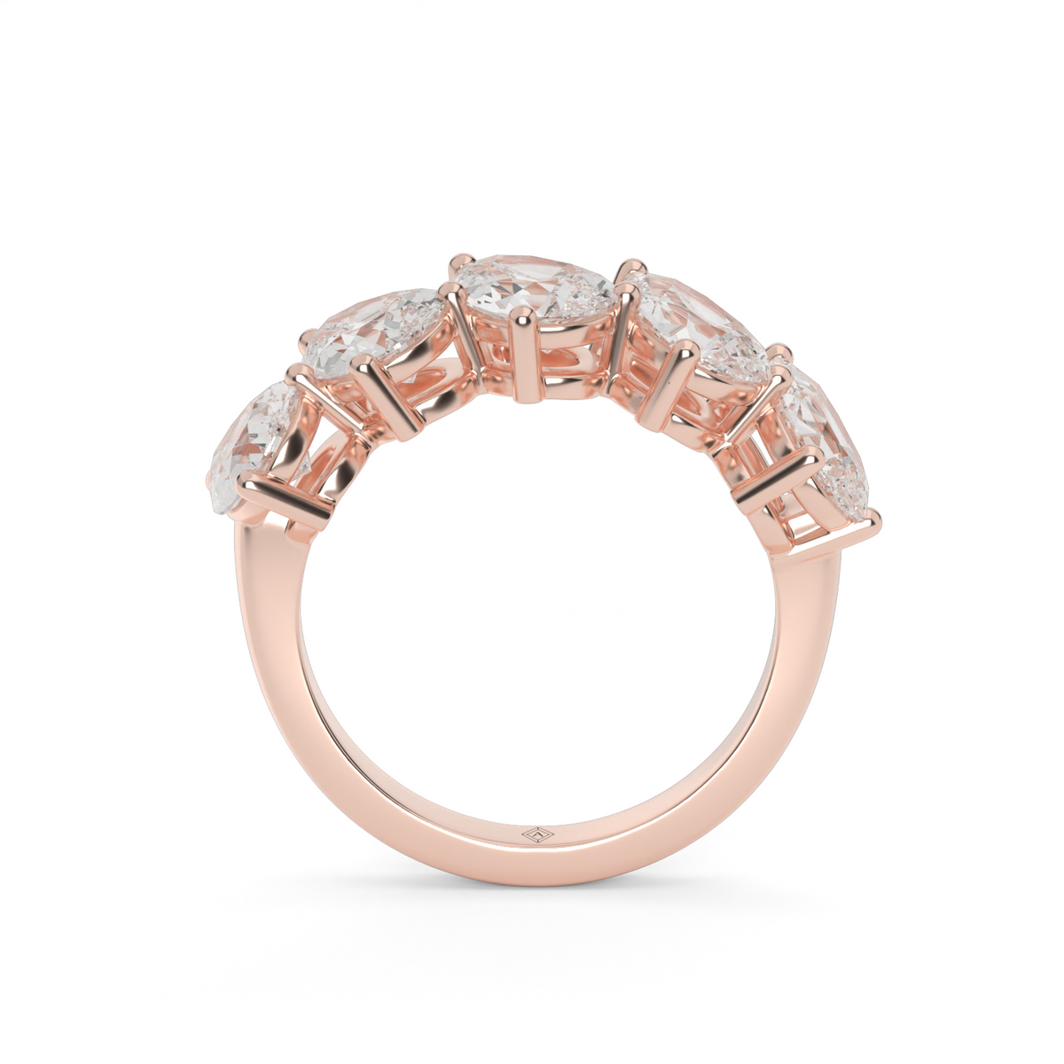 2.5 Carat Five-Stone Pear Diamond Anniversary Ring — 14K Rose Gold / Lab Diamond (image)