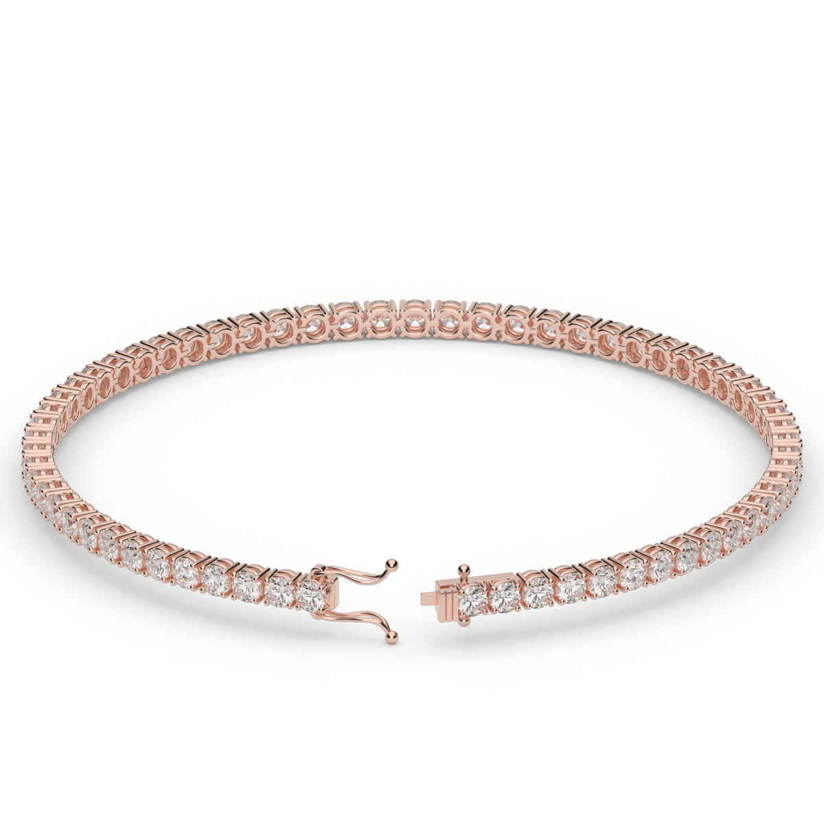 3 Carat Four Prong Diamond Tennis Bracelet — 14K Rose Gold / Lab Diamond (image)