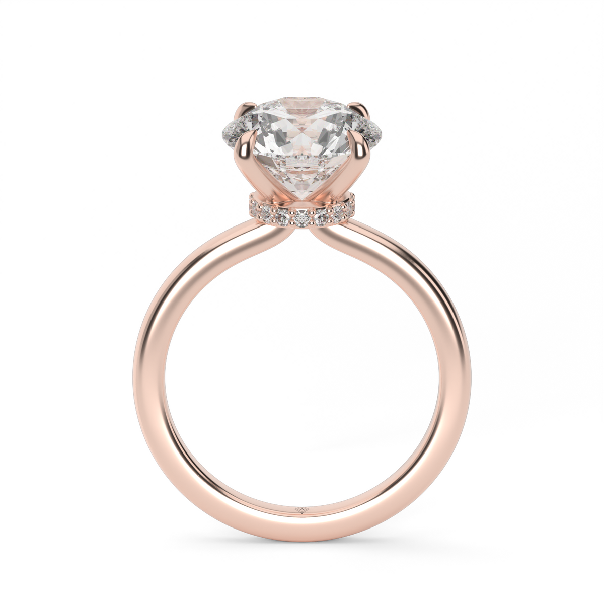 Hidden Halo Engagement Ring — 14K Rose Gold / Round / Lab Diamond (image)