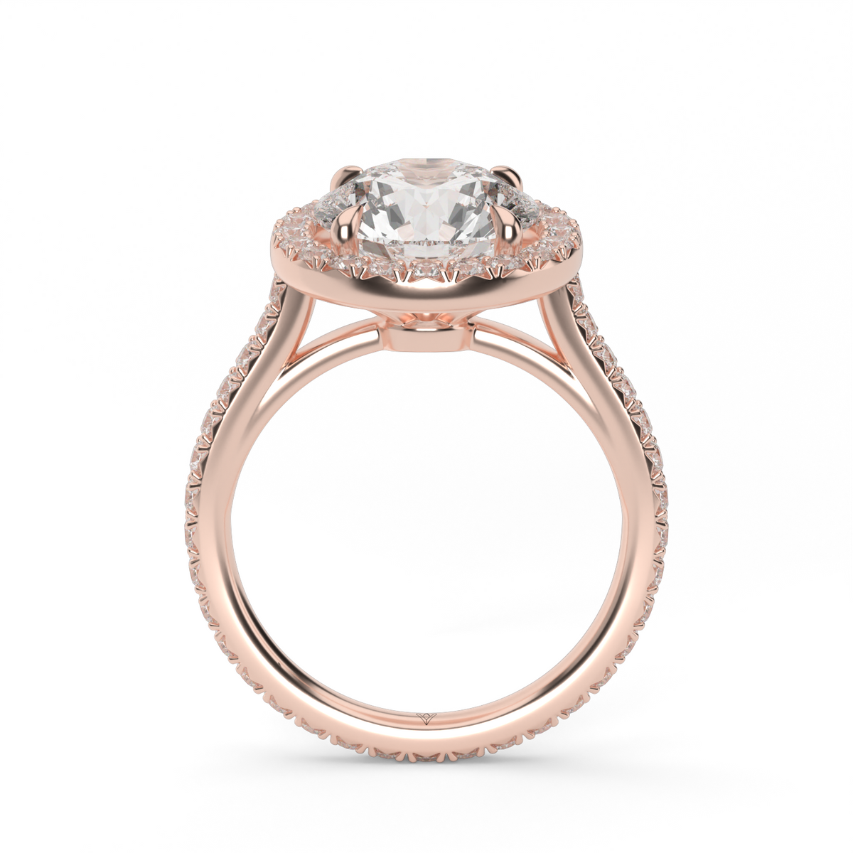 French Cut Engagement Ring — 14K Rose Gold / Round / Lab Diamond (image)