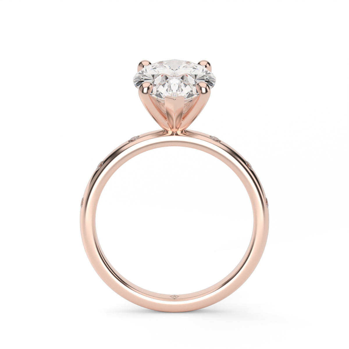Modern Burnish-set Diamond Engagement Ring — 14K Rose Gold / Pear / Lab Diamond (image)