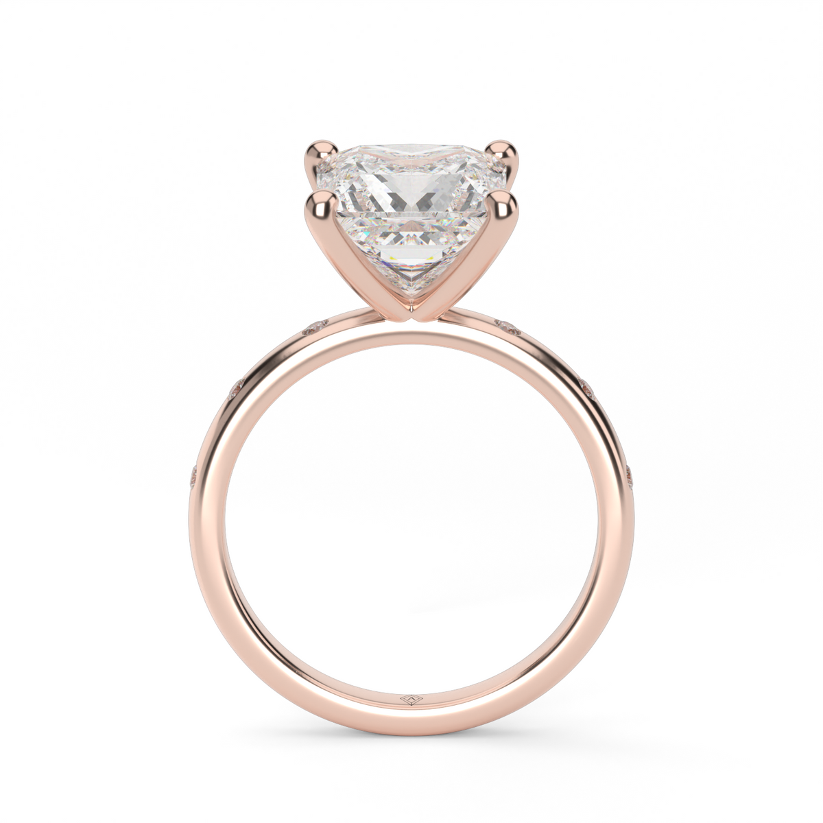 Modern Burnish-set Diamond Engagement Ring — 14K Rose Gold / Princess / Lab Diamond (image)