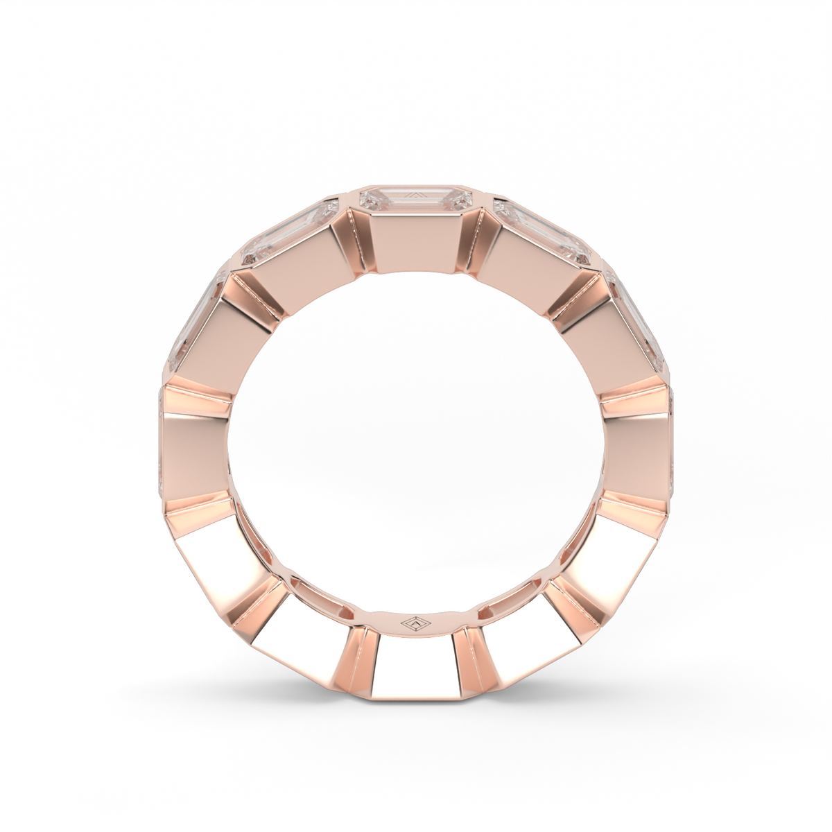 East-West Bezel Emerald Cut Eternity Ring — 14K Rose Gold / 6 / Lab Diamond (image)