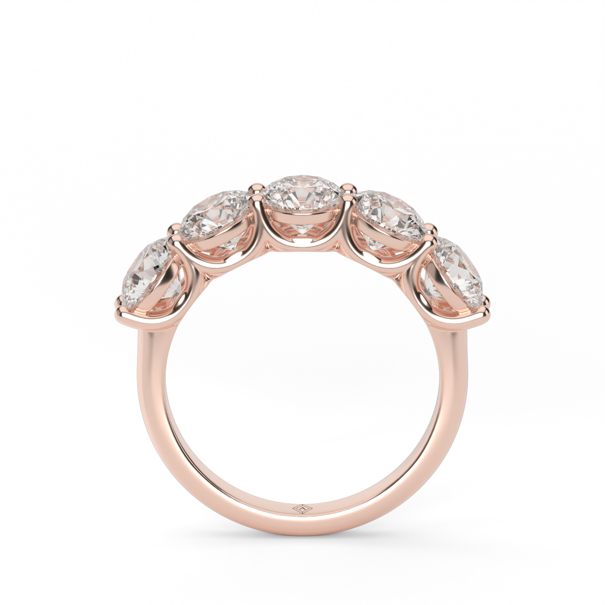 Five Stone Share Prong Round Anniversary Ring — 14K Rose Gold / 1.5 / Lab Diamond (image)