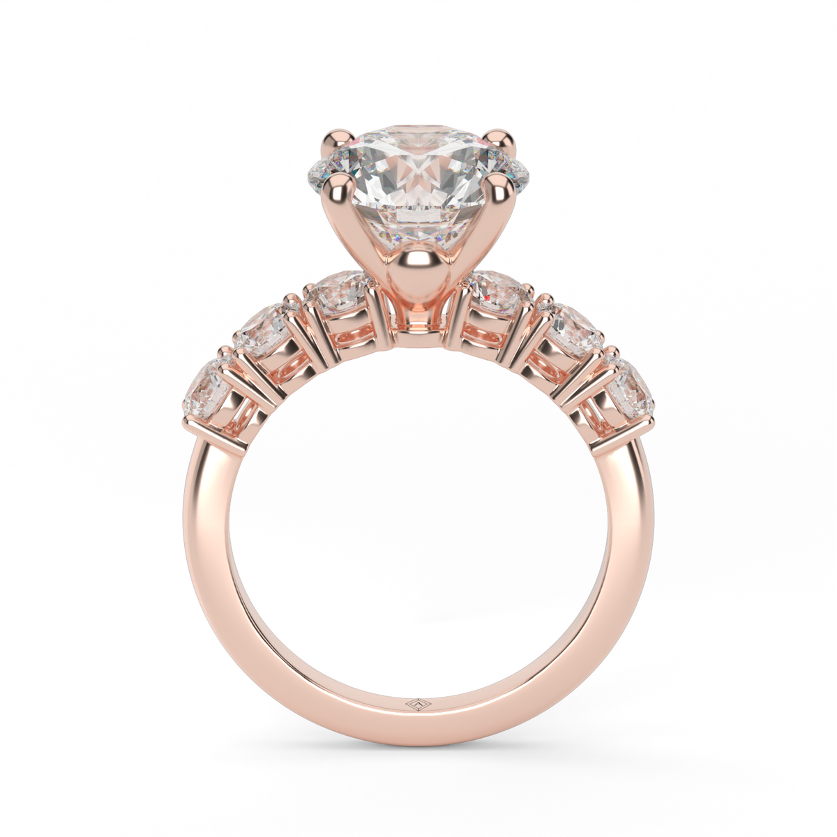 Prong Set Diamond Engagement Ring — 14K Rose Gold / Round / Lab Diamond (image)