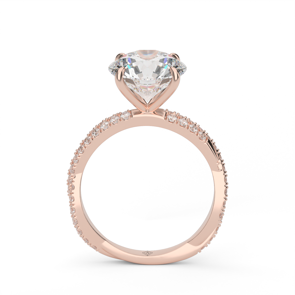 Pavé Twist Diamond Engagement Ring — 14K Rose Gold / Round / Lab Diamond (image)