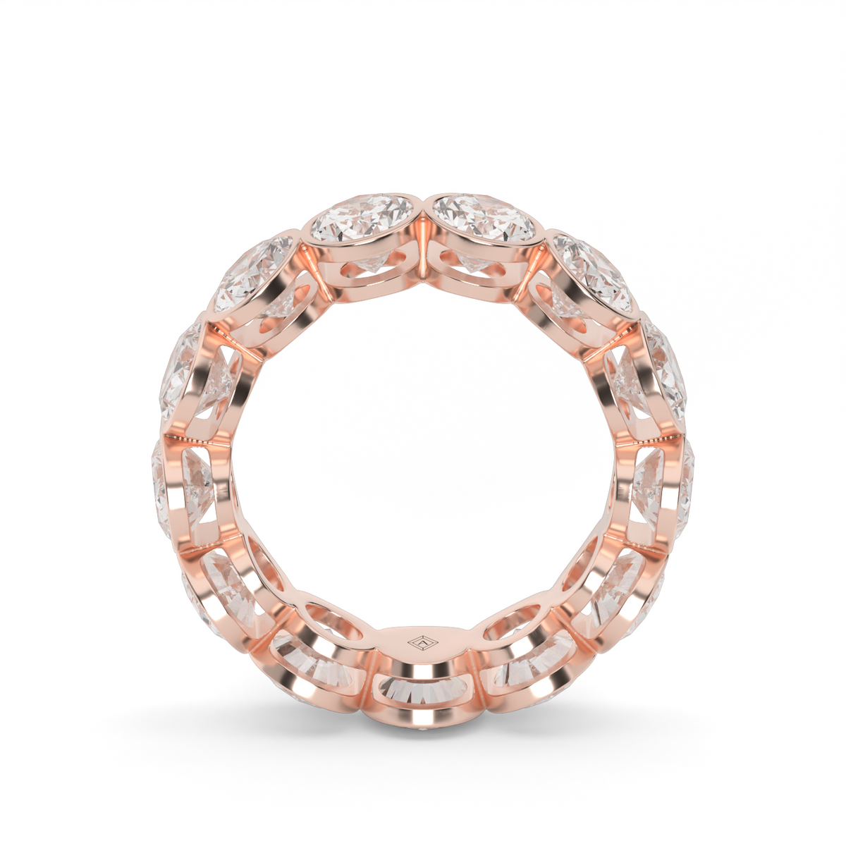 Oval Bezel Eternity Ring — 14K Rose Gold / 4 / Lab Diamond (image)