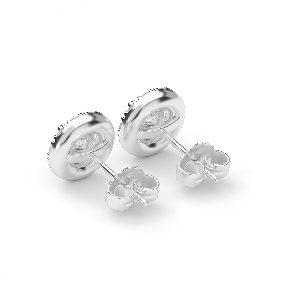 Halo Diamond Stud Earrings — 14K White Gold / Lab Diamond (image)