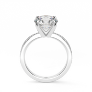 White Gold Round Shape Diamond Pave Engagement Ring With Bright Cut Setting