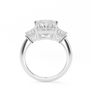 White Gold Princess Cut Diamond Three Stone Engagement Ring With Princess Cut Side Stone Prong Setting