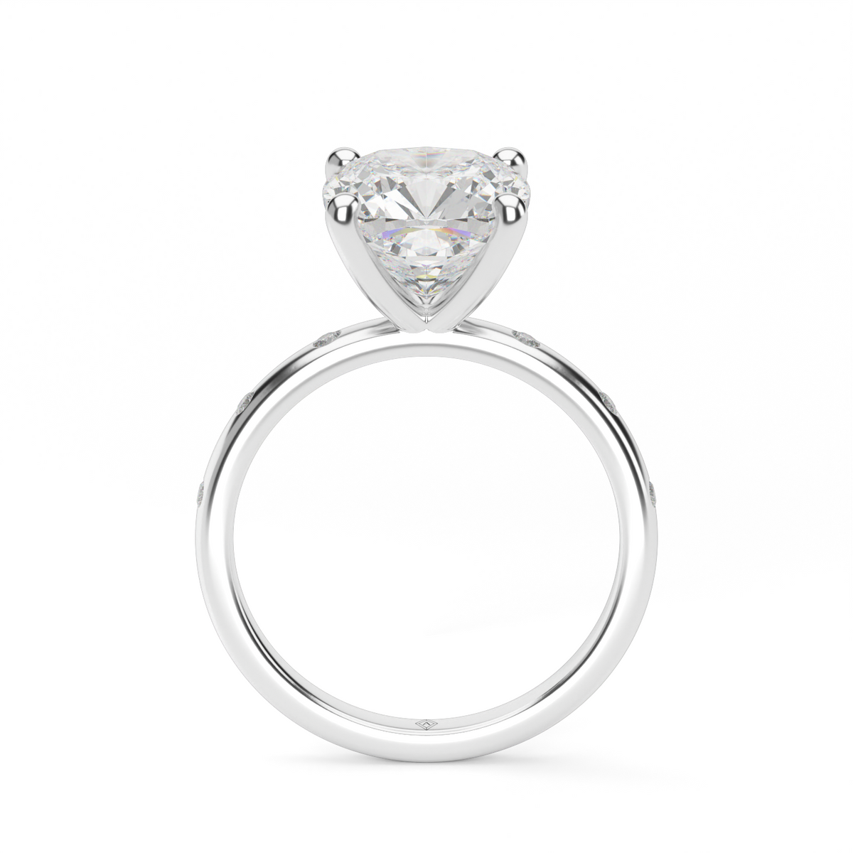 Modern Burnish-set Diamond Engagement Ring — 14K White Gold / Cushion / Lab Diamond (image)