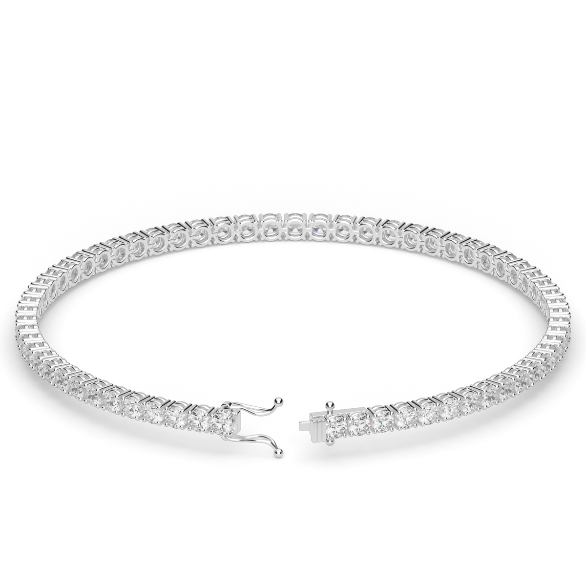 4 Carat Four Prong Diamond Tennis Bracelet — 14K White Gold / Lab Diamond (image)