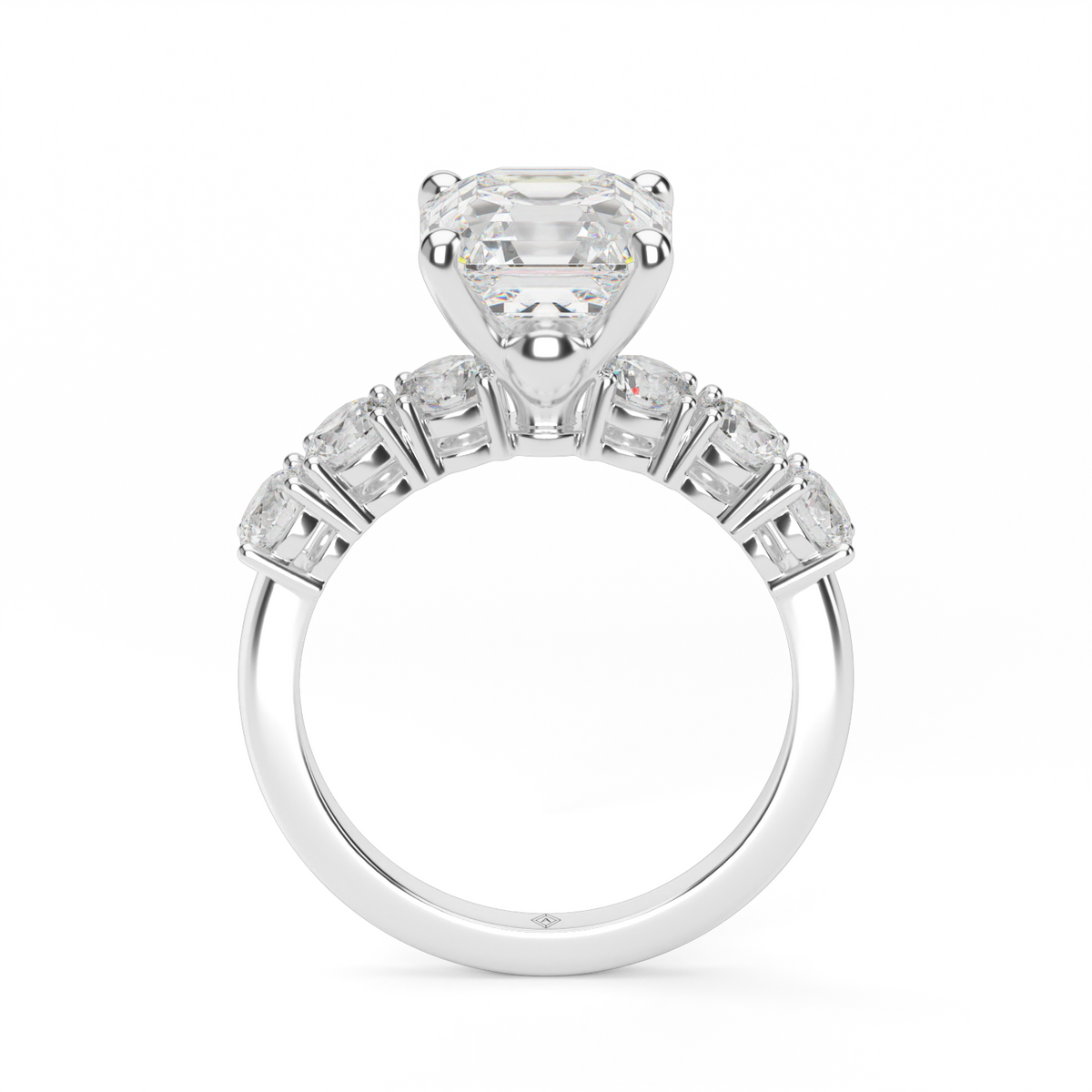 Prong Set Diamond Engagement Ring — 14K White Gold / Asscher / Lab Diamond (image)