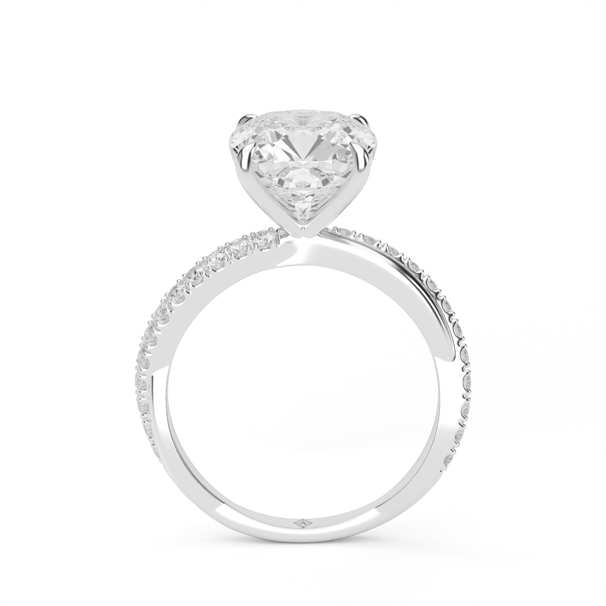 Pavé Shank Engagement Ring — 14K White Gold / Cushion / Lab Diamond (image)