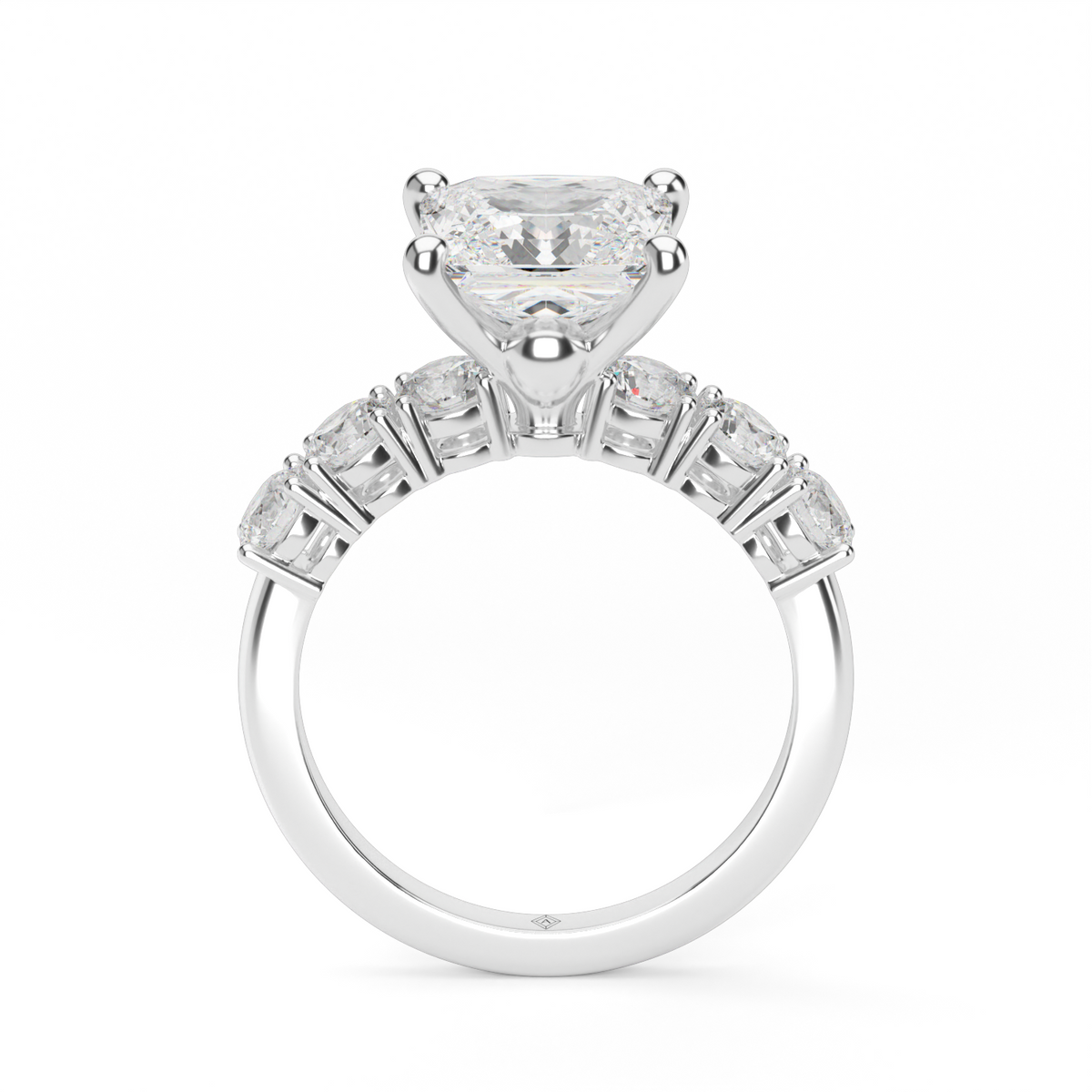 Prong Set Diamond Engagement Ring — 14K White Gold / Princess / Lab Diamond (image)