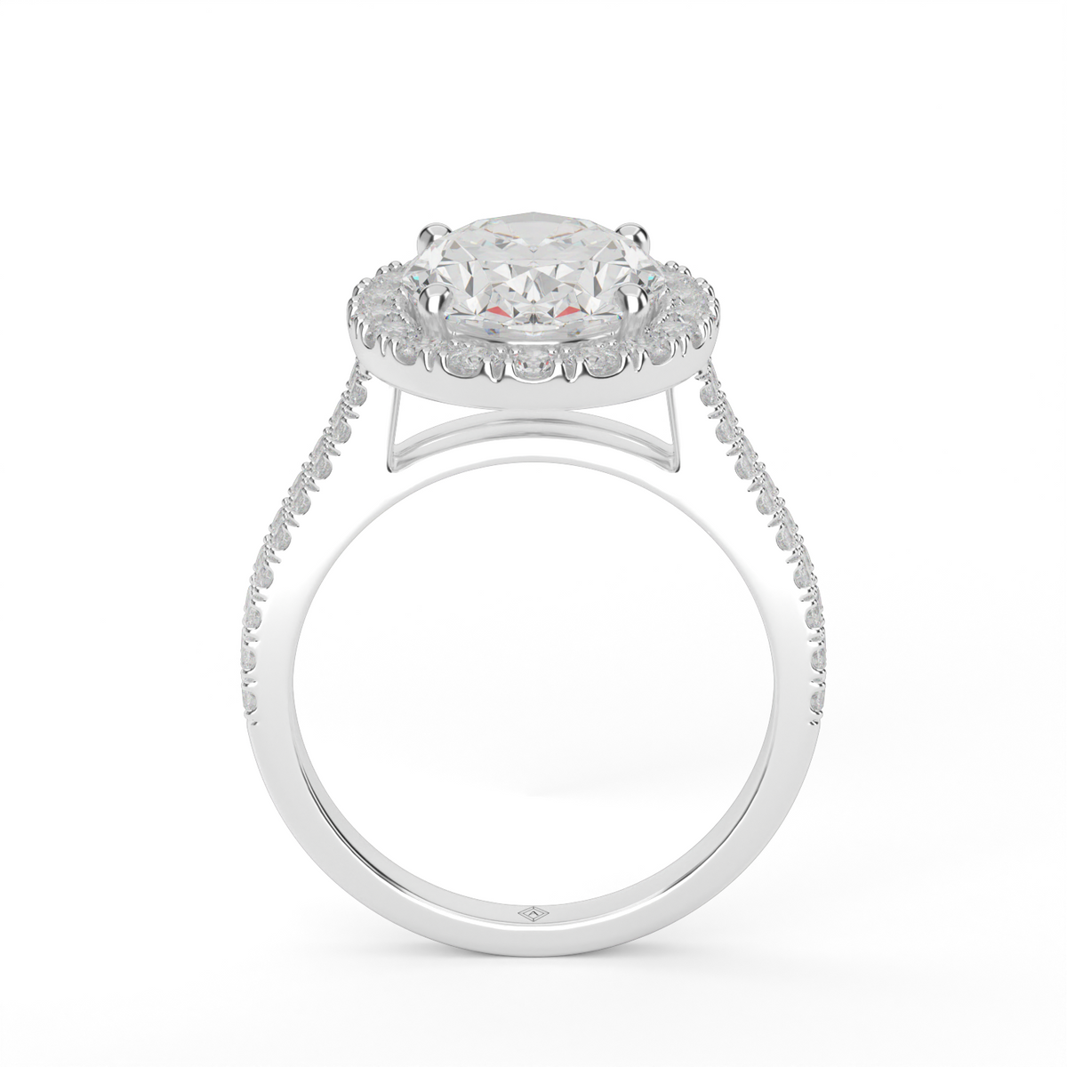 Double Shank Halo Diamond Engagement Ring — 14K White Gold / Oval / Lab Diamond (image)