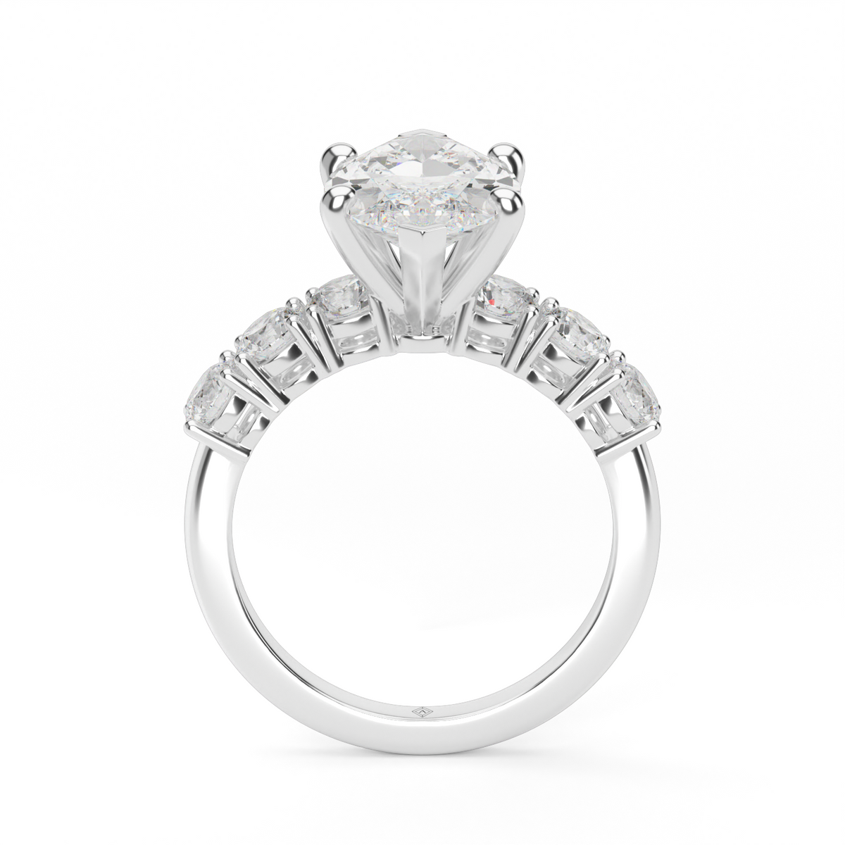 Prong Set Diamond Engagement Ring — 14K White Gold / Marquise / Lab Diamond (image)