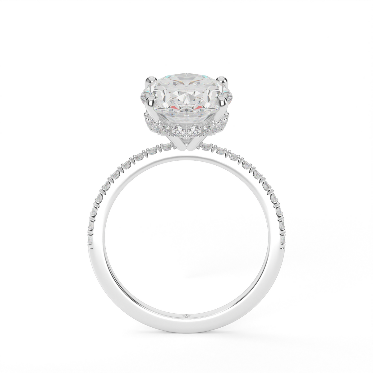 Hidden Halo Pavé Engagement Ring — 14K White Gold / Oval / Lab Diamond (image)