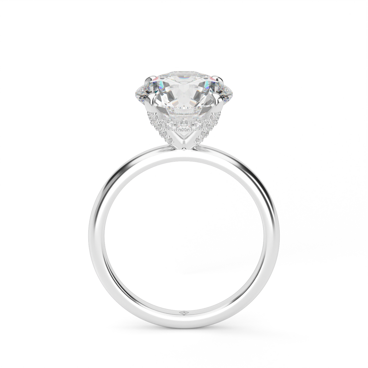 Solitaire Engagement Ring With Hidden Halo — 14K White Gold / Round / Lab Diamond (image)