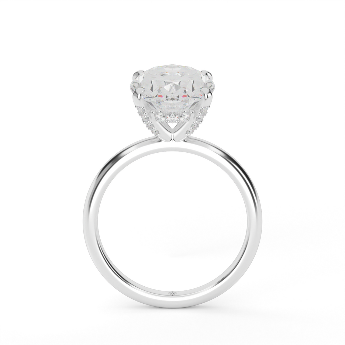 Solitaire Engagement Ring With Hidden Halo — 14K White Gold / Oval / Lab Diamond (image)