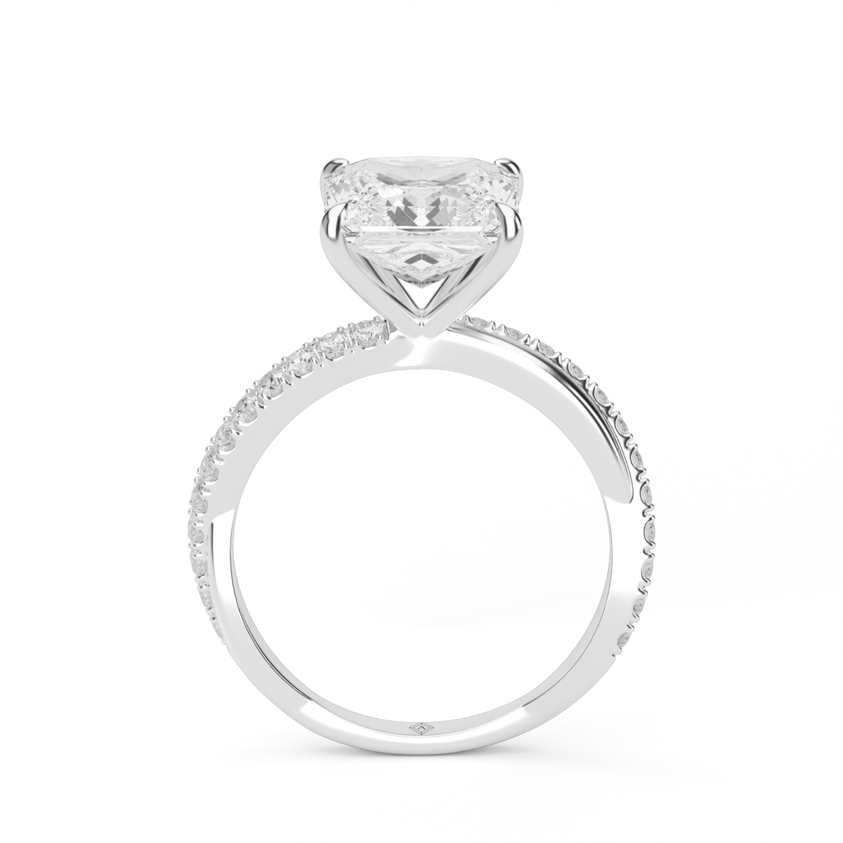 Pavé Shank Engagement Ring — 14K White Gold / Princess / Lab Diamond (image)