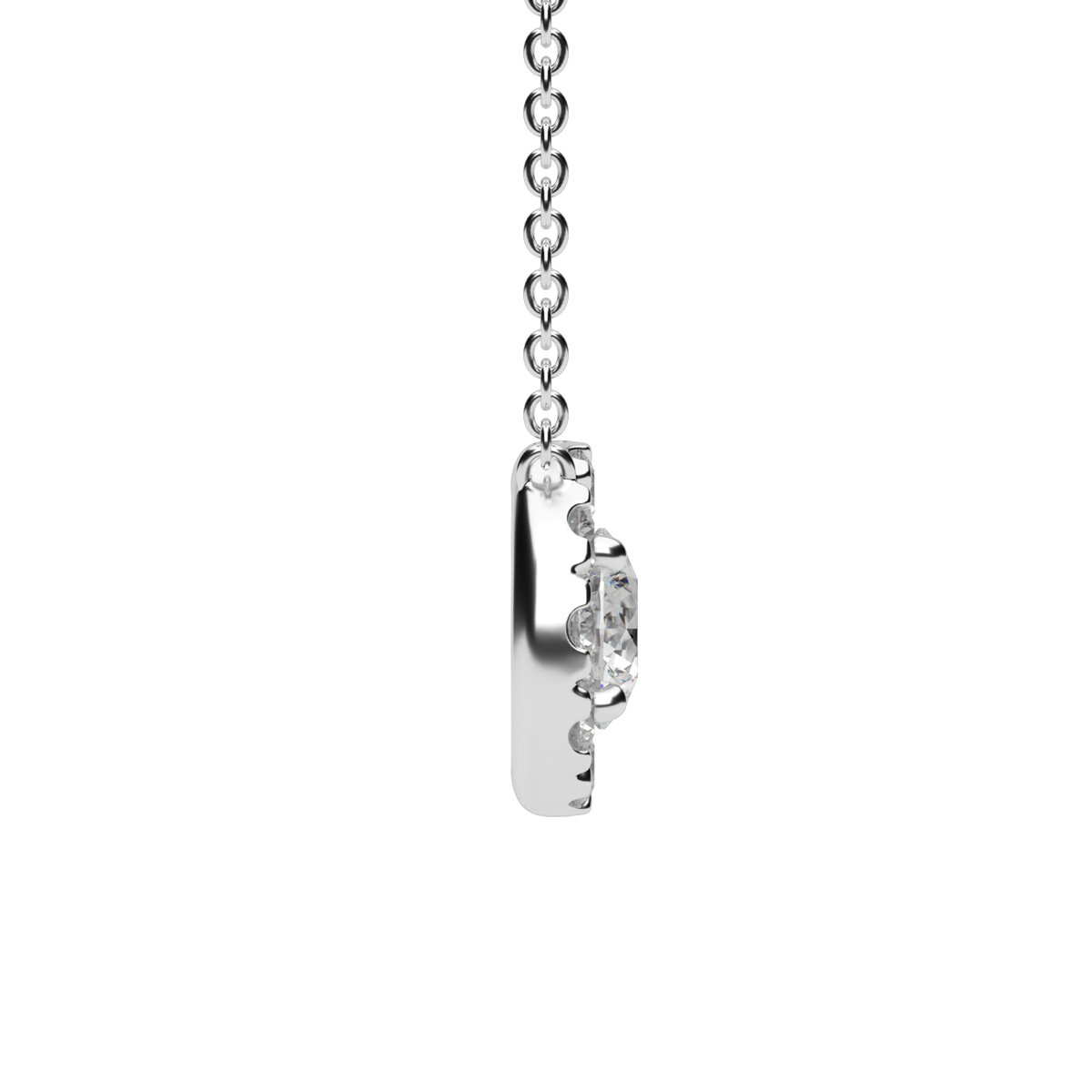 Classic Halo Diamond Pendant — 14K White Gold / Lab Diamond (image)