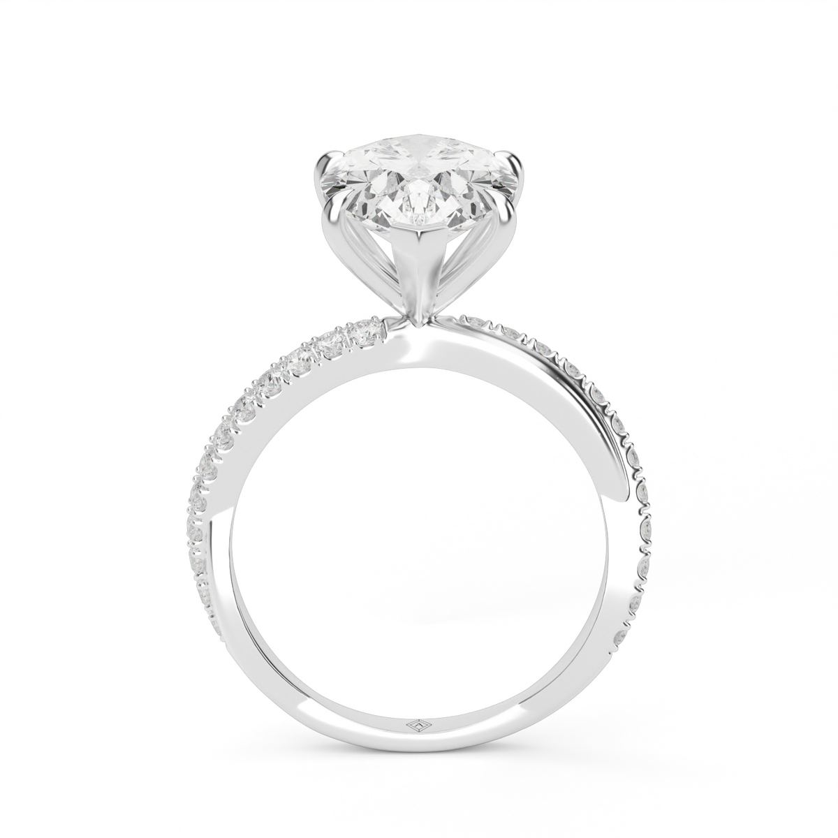 Pavé Shank Engagement Ring — 14K White Gold / Pear / Lab Diamond (image)